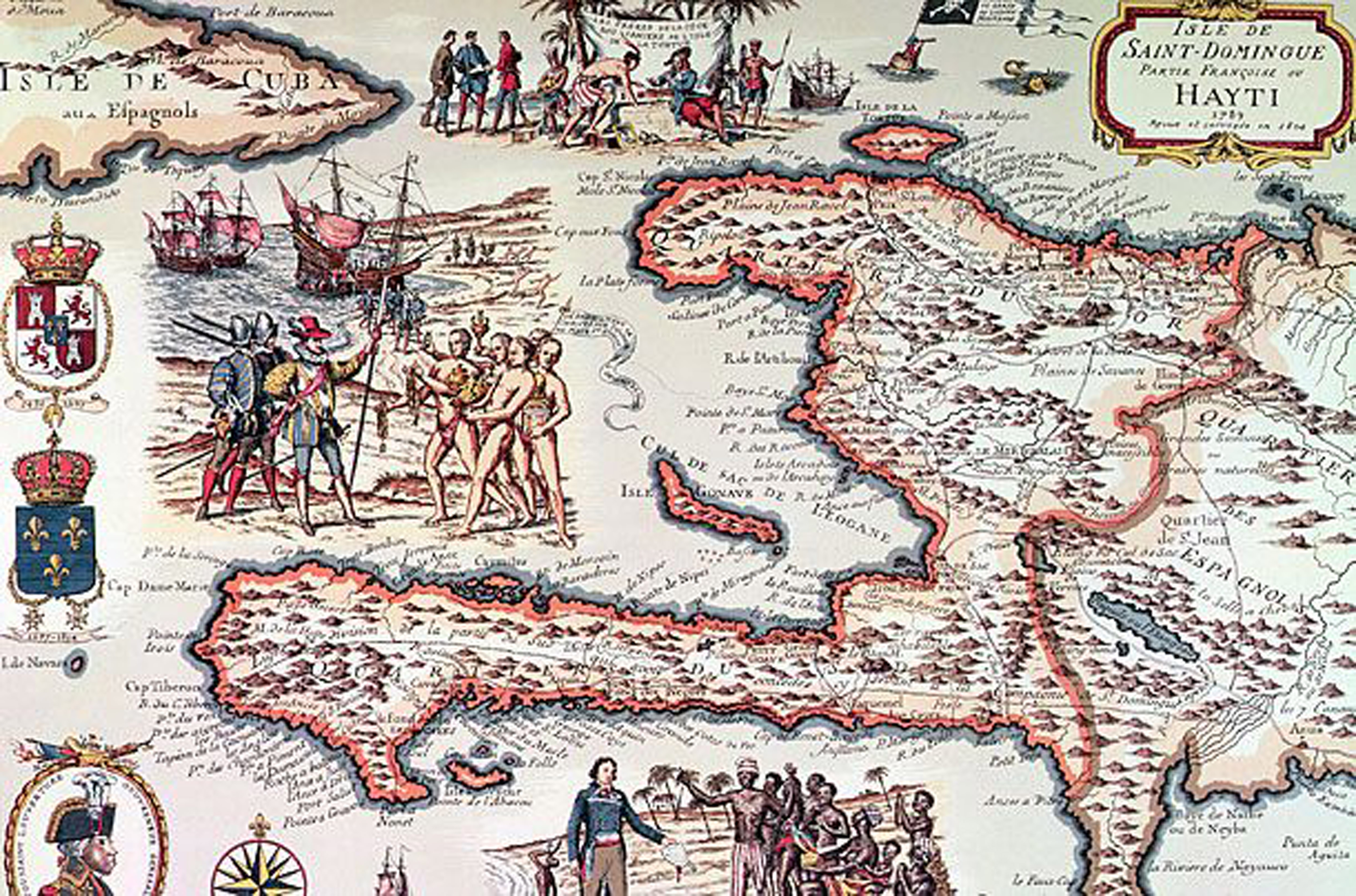 Historic map of Haiti and Tortuga along the north coast